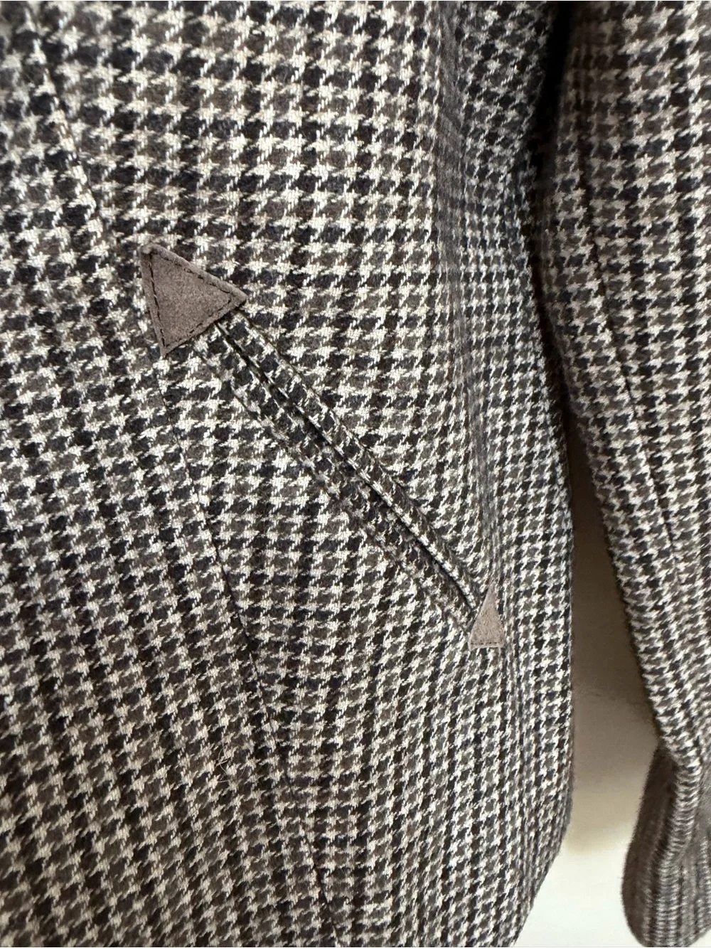 Cole Haan Houndstooth Peacoat Jacket - Brown & Cream